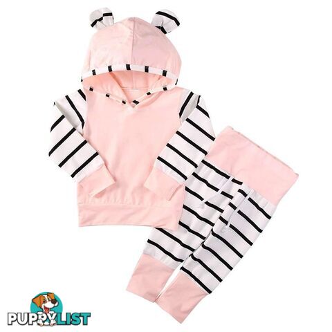 Pink Stripe Bear Set