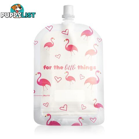 Sinchies Flamingo 150ml top spout reusable food pouches packs of 5, 10 or 20