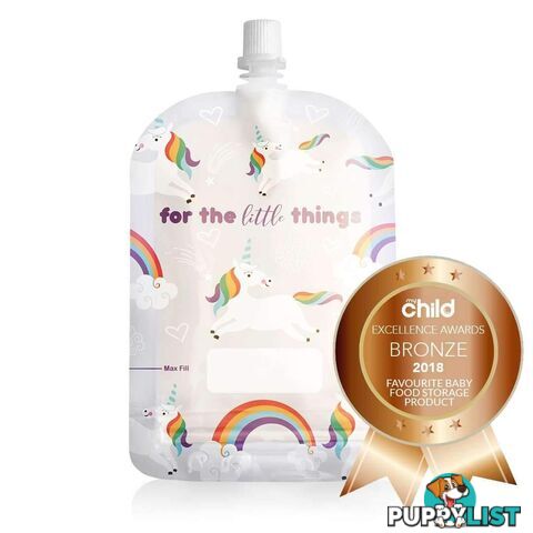 Sinchies Unicorn and Rainbows 150ml top spout reusable food pouches