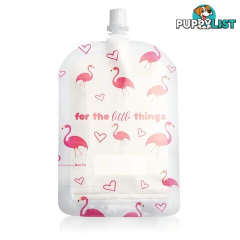 Sinchies Flamingo 150ml top spout reusable food pouches packs of 5, 10 or 20