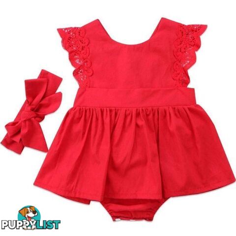 Red Lace Romper