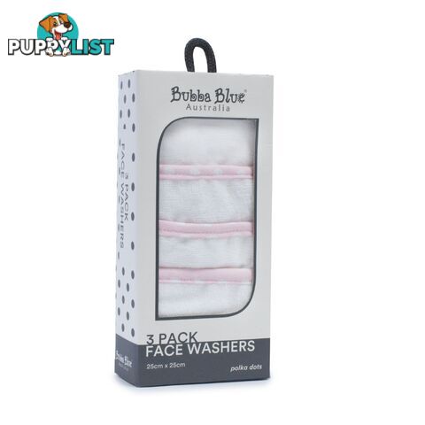 Pink Polka Dots 3pk Face Washers