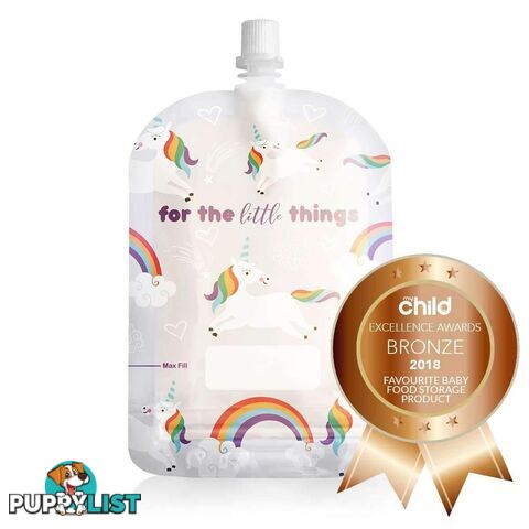 Sinchies Unicorn and Rainbows 150ml top spout reusable food pouches