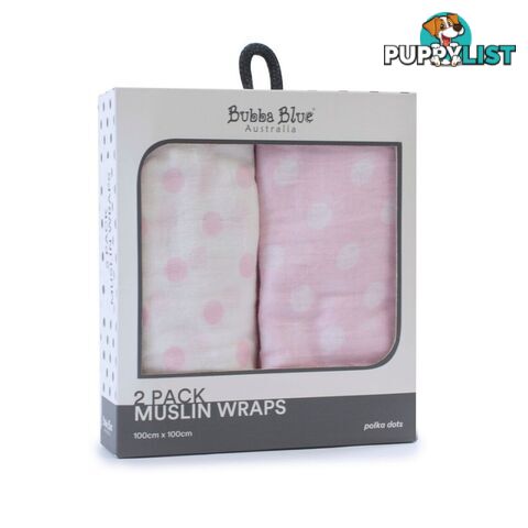 Pink Polka Dots 2pk Muslin Wraps