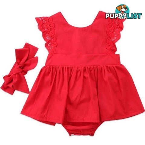 Red Lace Romper