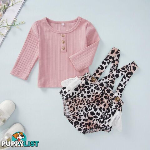 Pink Leopard Romper Set