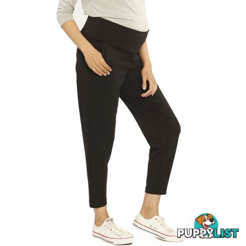 Soft Ponti Relax Black Maternity Pants - Black