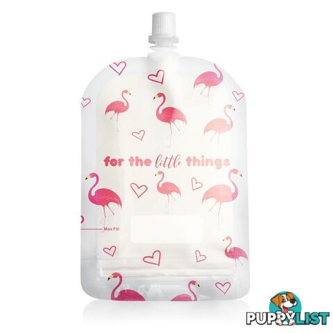 Sinchies Flamingo 150ml top spout reusable food pouches packs of 5, 10 or 20