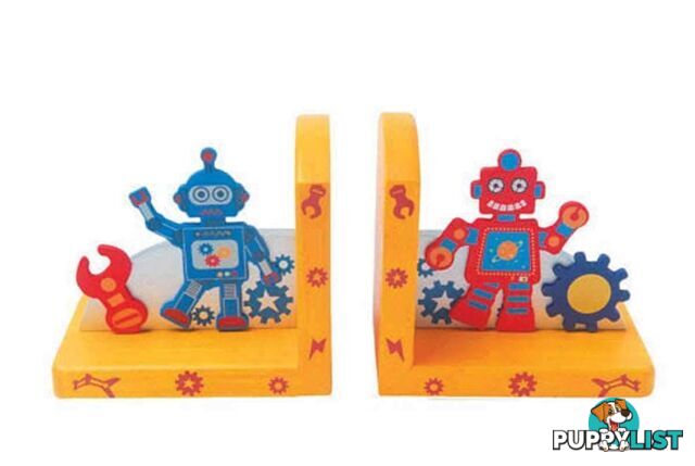 WOODEN ROBOT BOOKEND