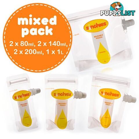 Sinchies mixed bag – 2 x 80ml, 2 x 140ml, 2 x 200ml, 1 x 1 litre