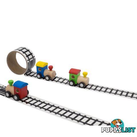 WOODEN TRAIN WITH RAIL TAPE