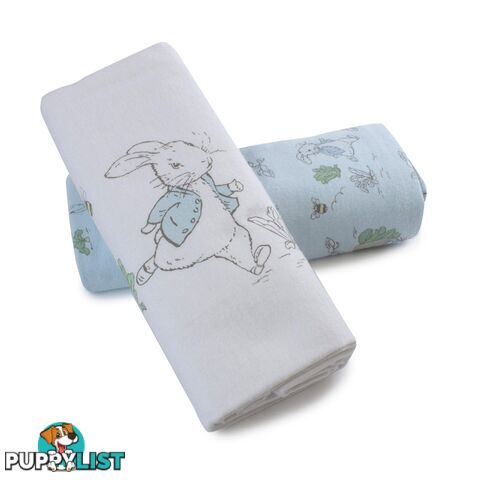 Peter Rabbit 'Hop Little Rabbit' 2 Pack Flannel Wraps - Blue