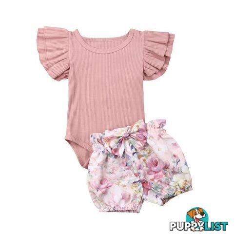 Ruffle Sleeve Floral Romper Set