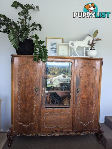 Sold wood antique cabinet with shelves