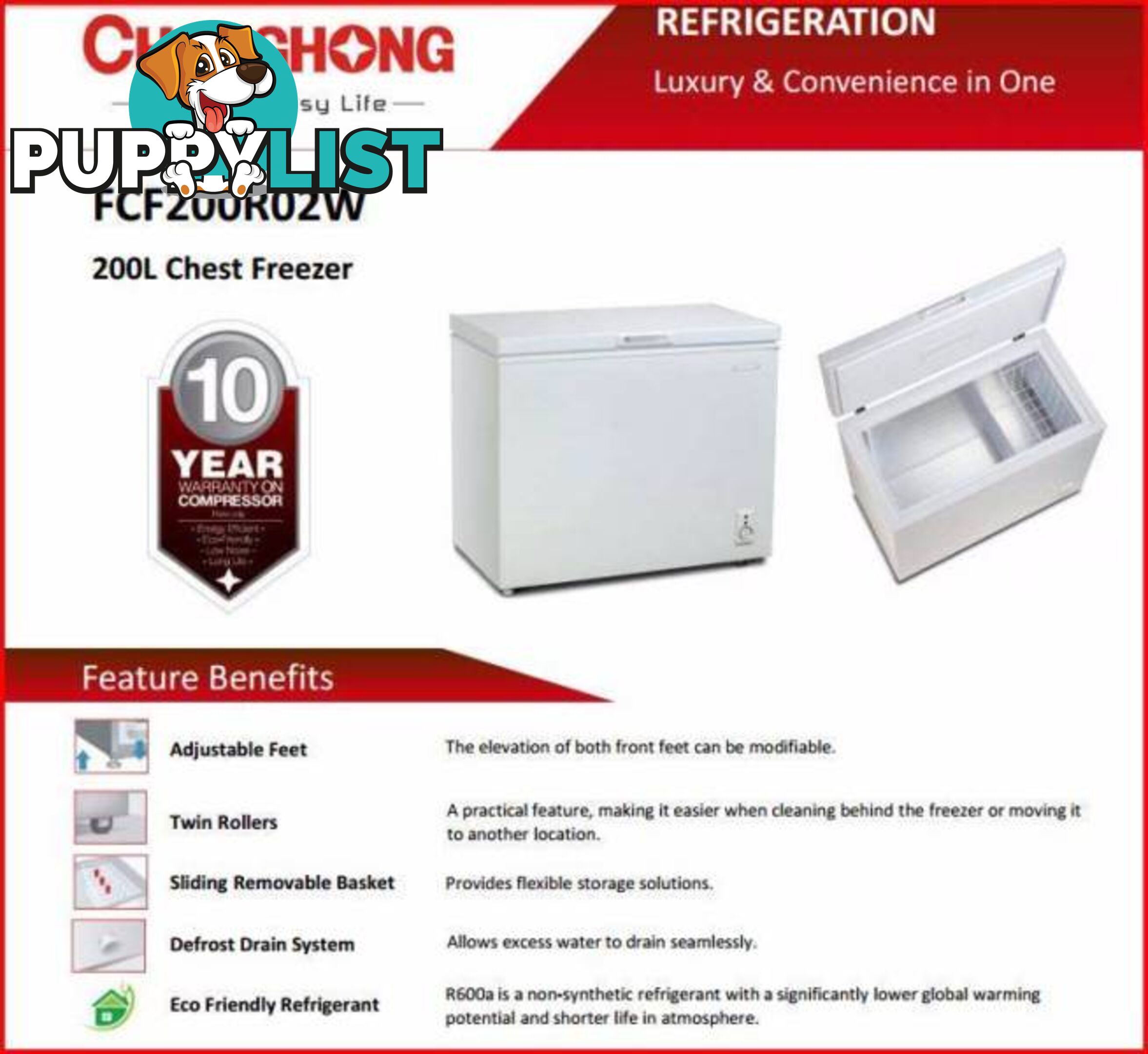 Freezer Chest New 200Ltr. 8 YEAR WARRANTY. ALL SIZES AVAILABLE.