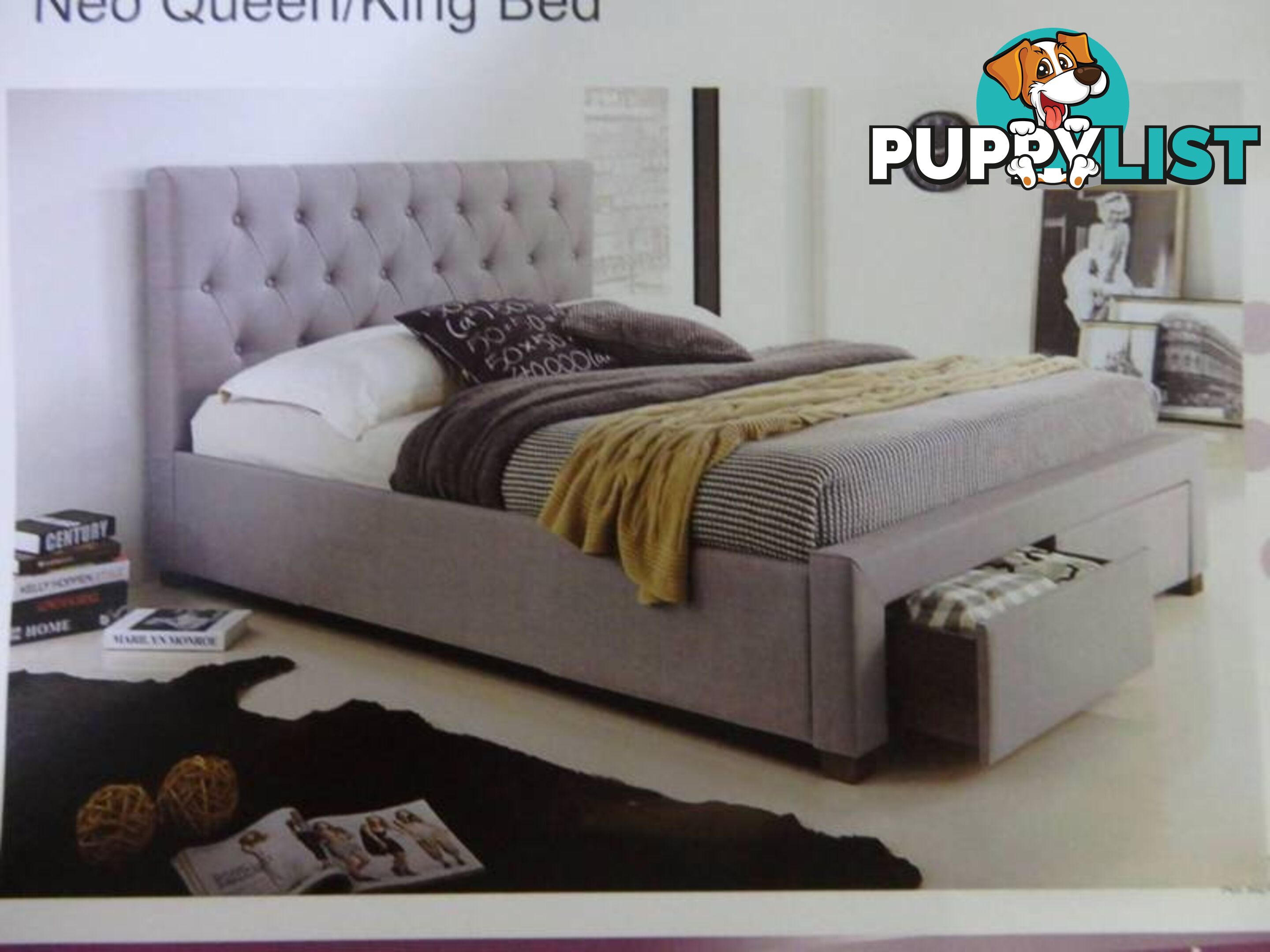 Queen Bed With Storage Drawers $699. King Bed $799.RENTAL $9.40PW