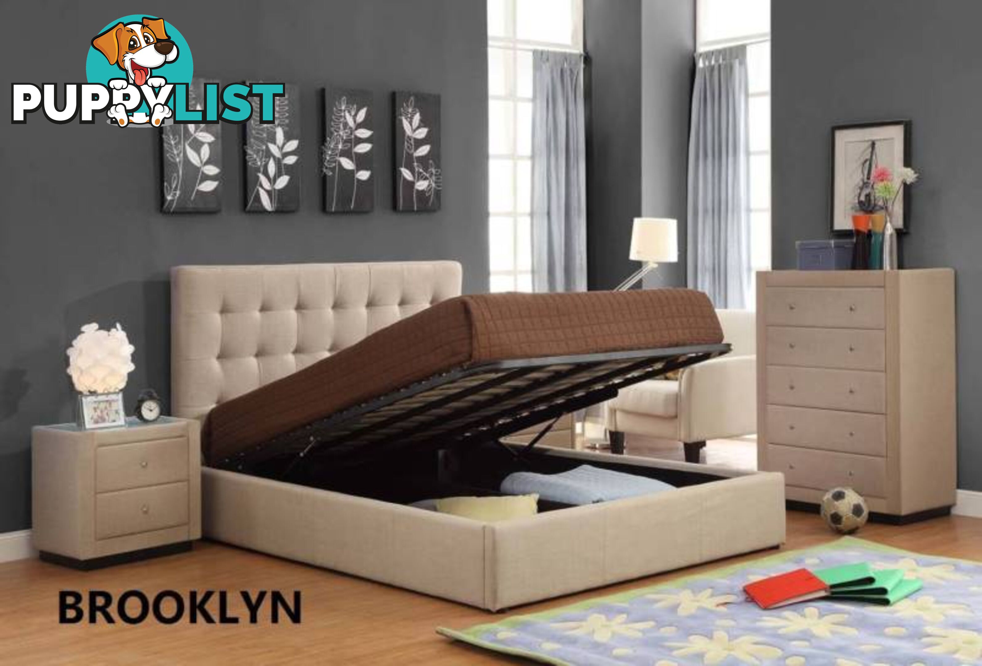 NEW Queen, King Gas Lift Bed Frame With Storage. RENT $14.15 PW.