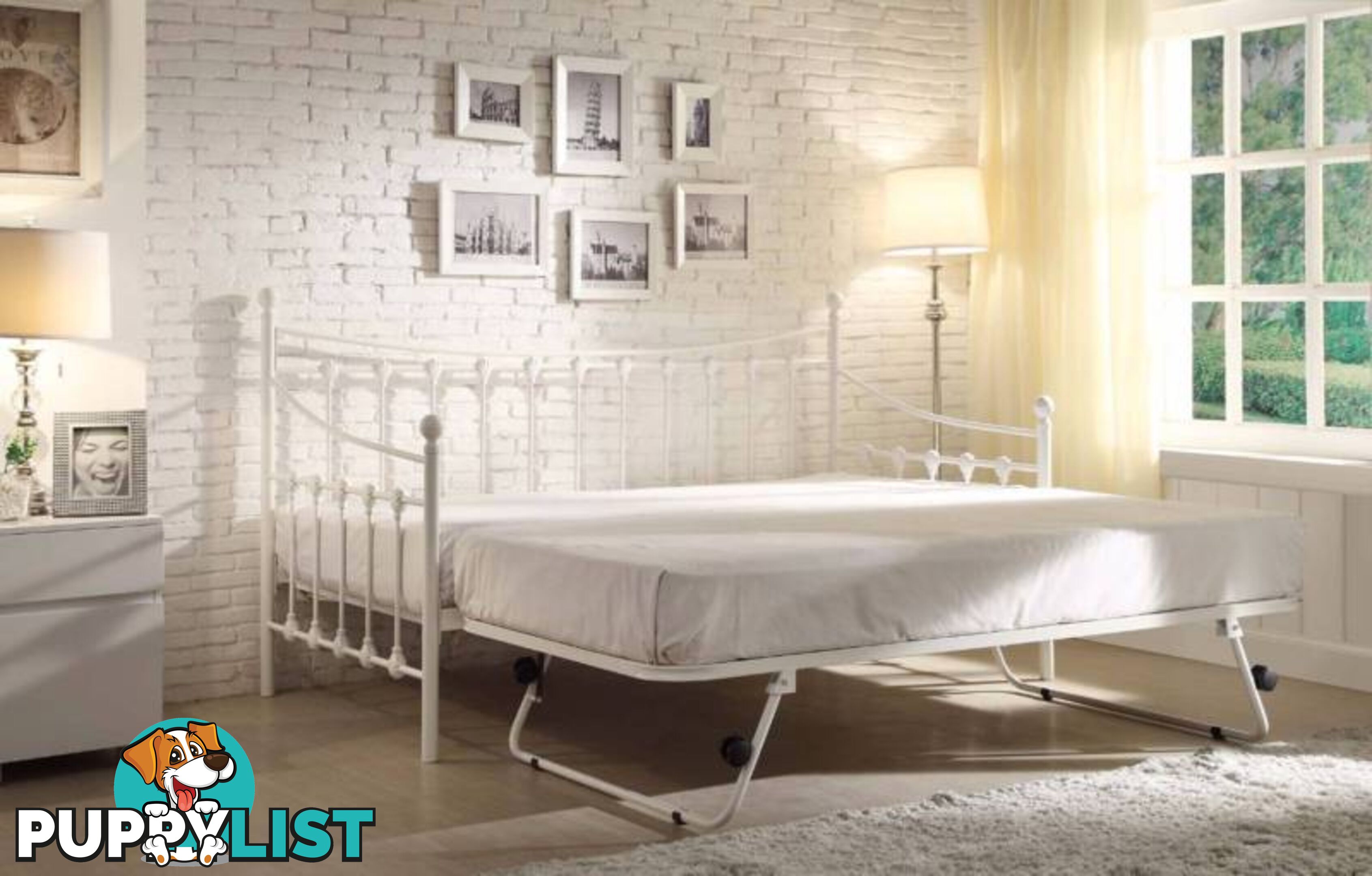 NEW DAY BED Single Day Bed.Wrought Iron White $399. RENT $4.70 PW