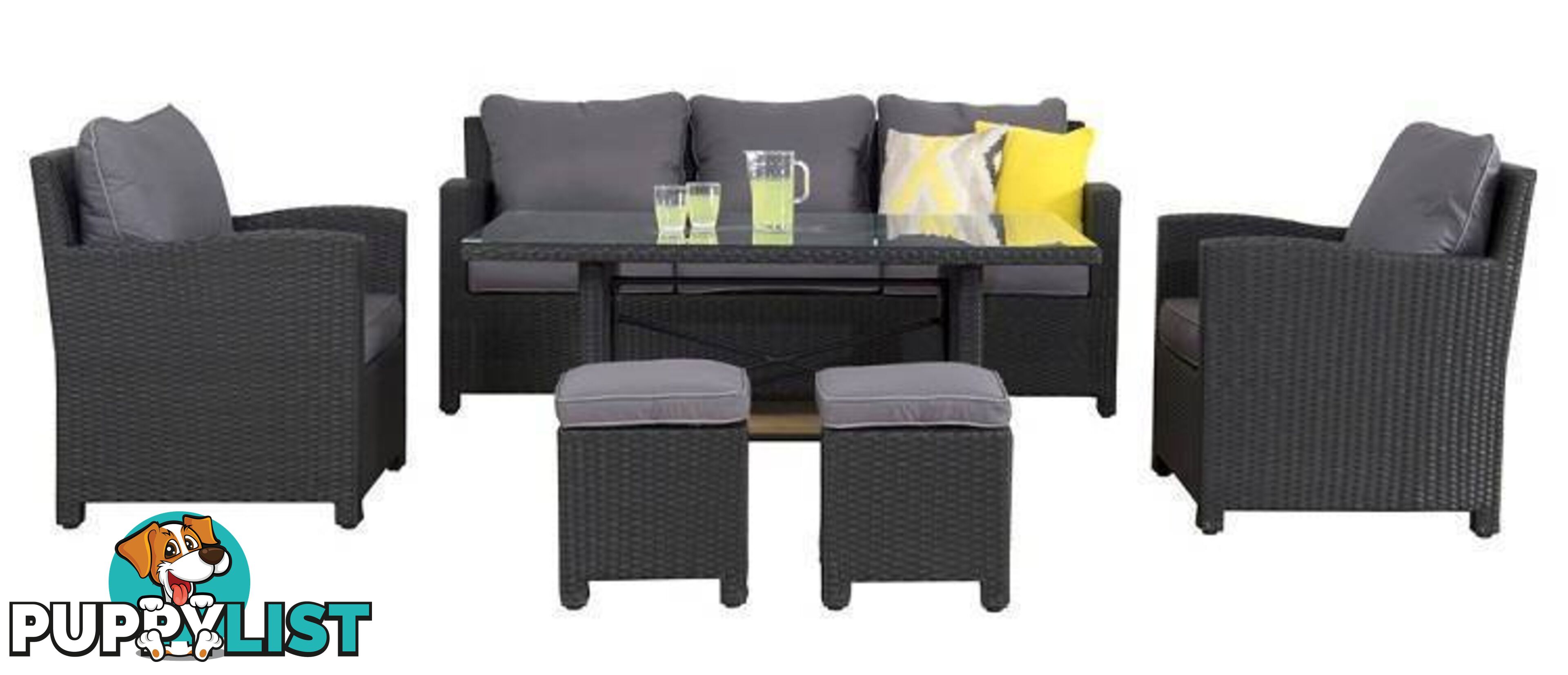 New Outdoor Lounge 5 Seats, Coffee Table & Ottomans $2399.