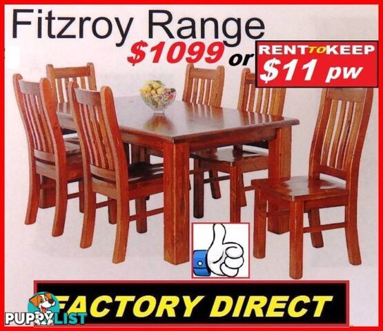 NEW Dining Suite 7 Piece. High Back Chairs $1099. RENT $11.20 PW