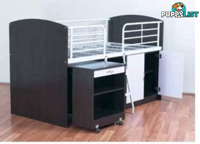 NEW BUNKS SINGLE LOFT BED+DESK+BOOKCASE. RENT $6.95 PW.