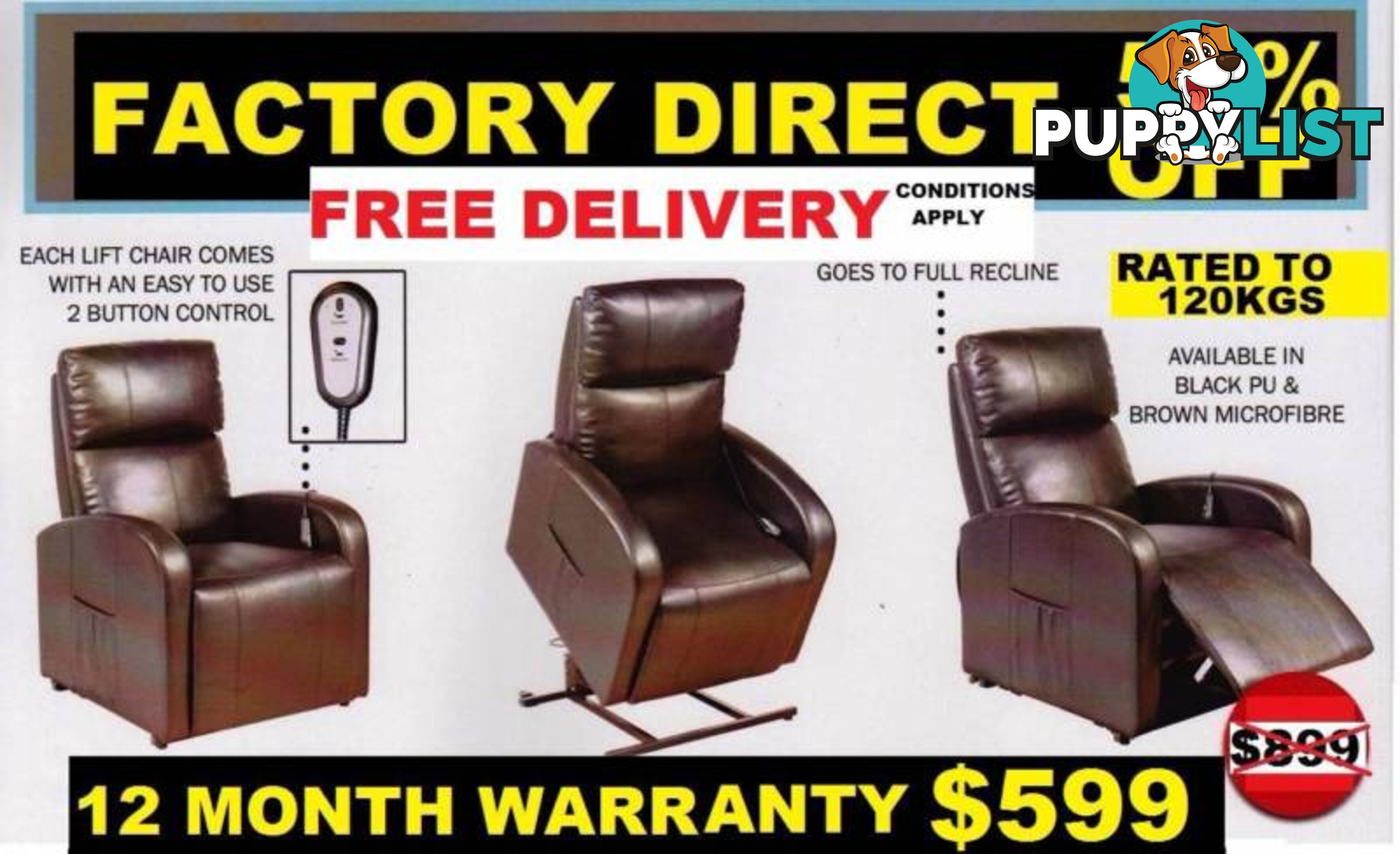 NEW ELECTRIC LIFT CHAIR Remote Control $599. RENT $7.05 PER WEEK.