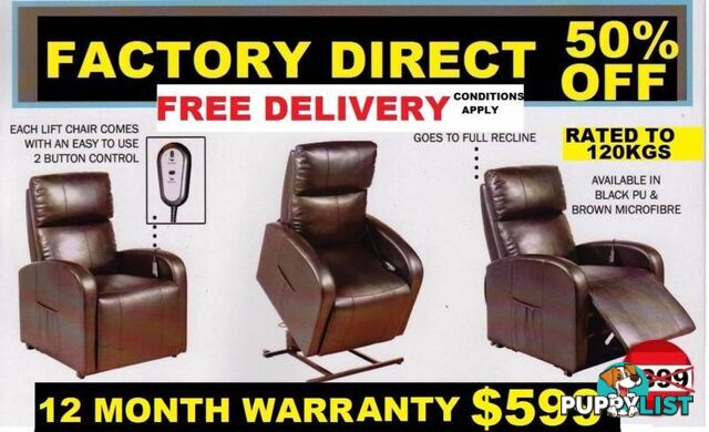 NEW ELECTRIC LIFT CHAIR Remote Control $599. RENT $7.05 PER WEEK.