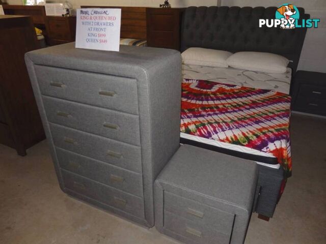 NEW Queen Bed, King Bed With Drawers. RENTAL OPTION $11.40 PW.