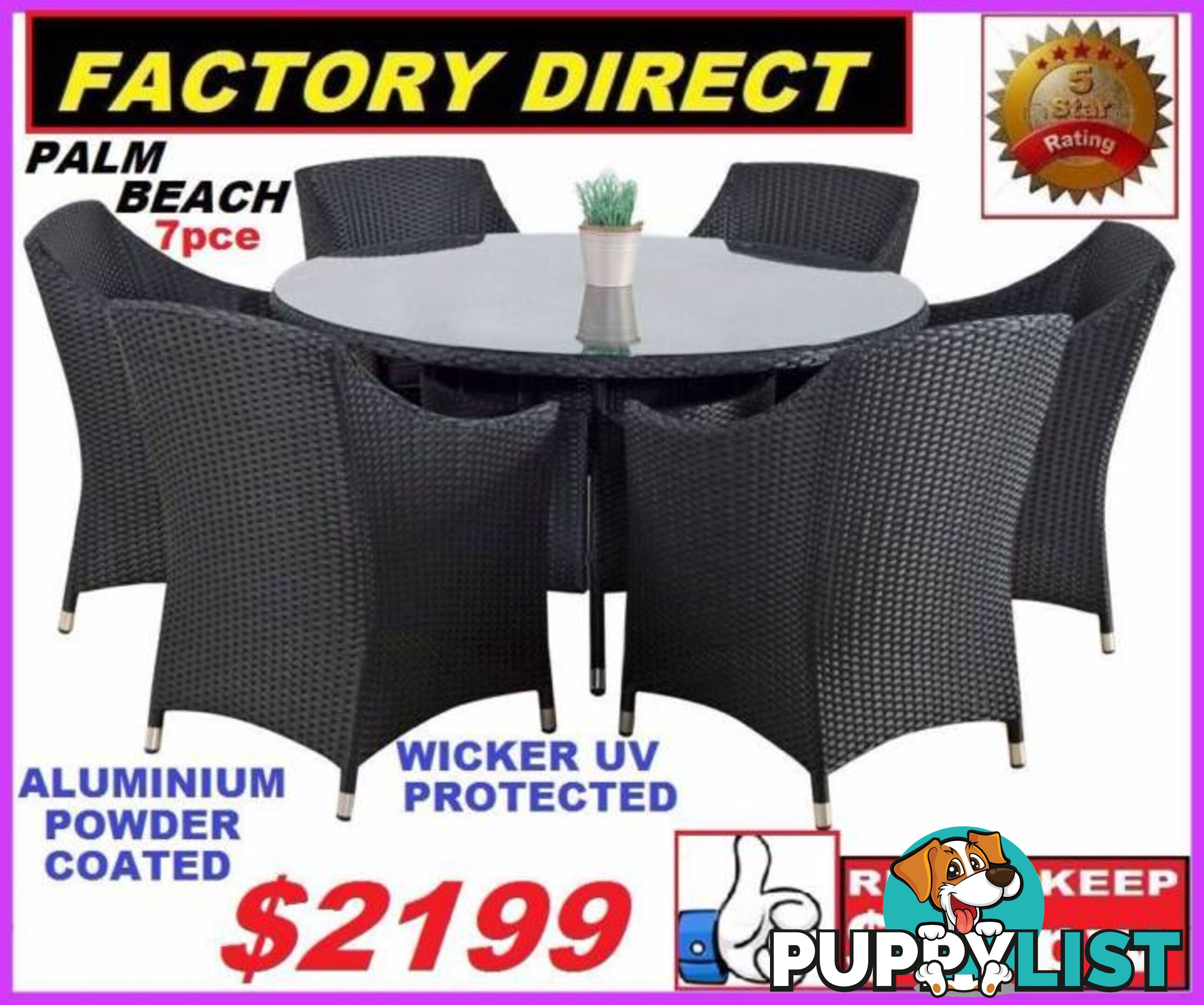 New Outdoor Dining Suite Wicker 7 Piece $2199.RENTAL OPTION