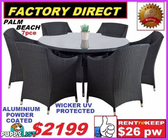 New Outdoor Dining Suite Wicker 7 Piece $2199.RENTAL OPTION