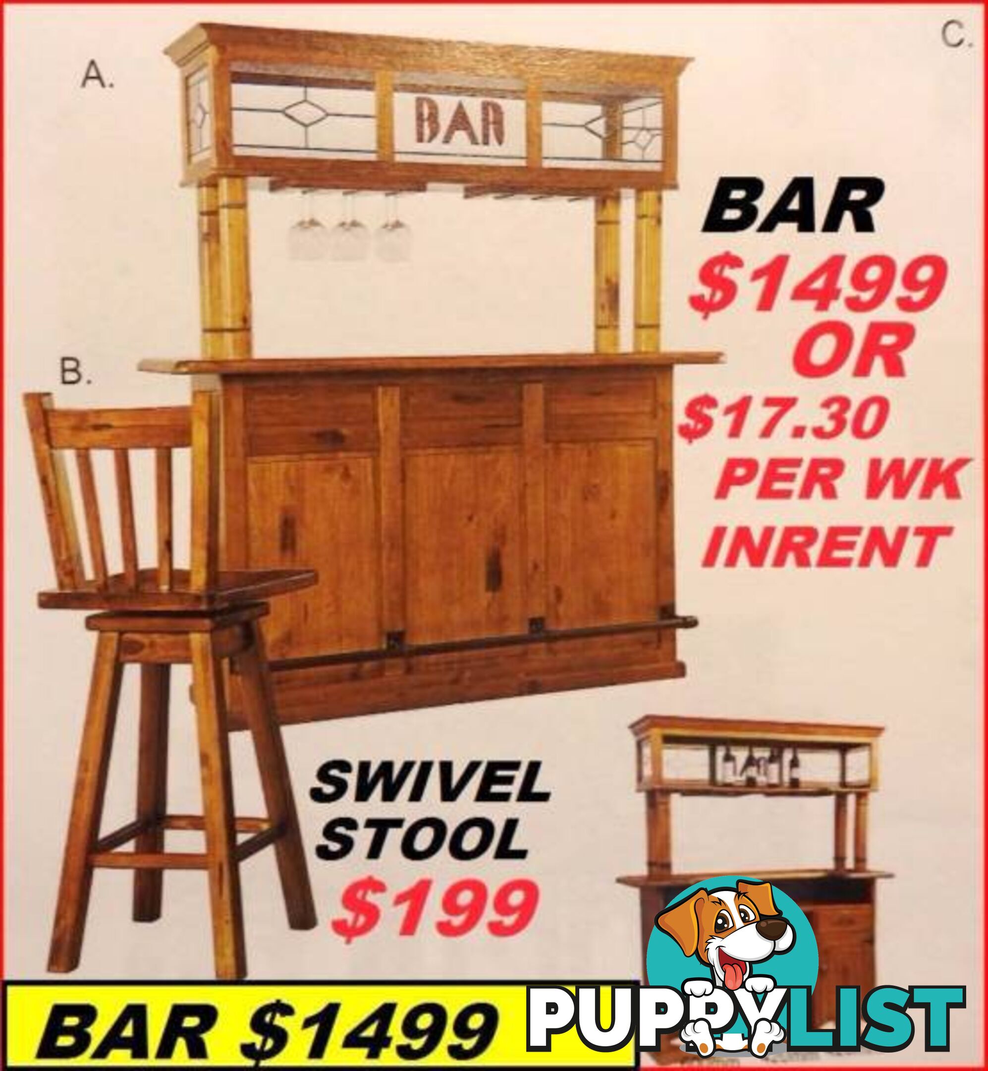 NEW DRINKS BAR LEAD LIGHT FOR HOME $1499. RENTAL $17.30PW