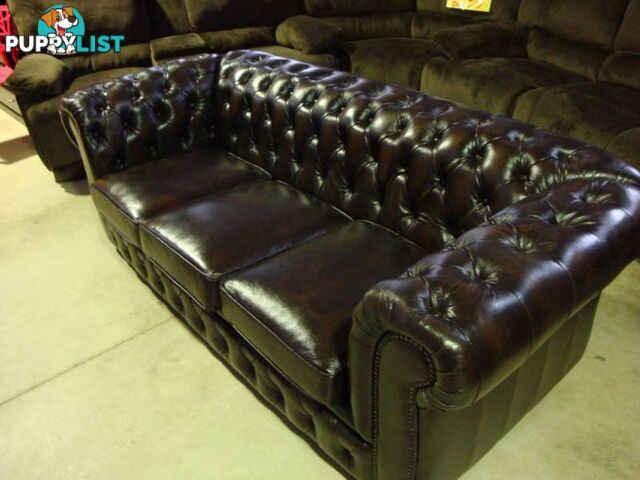 LOUNGE NEW CHESTERFIELD 100% COW LEATHER. RENT KEEP $25.30 PW