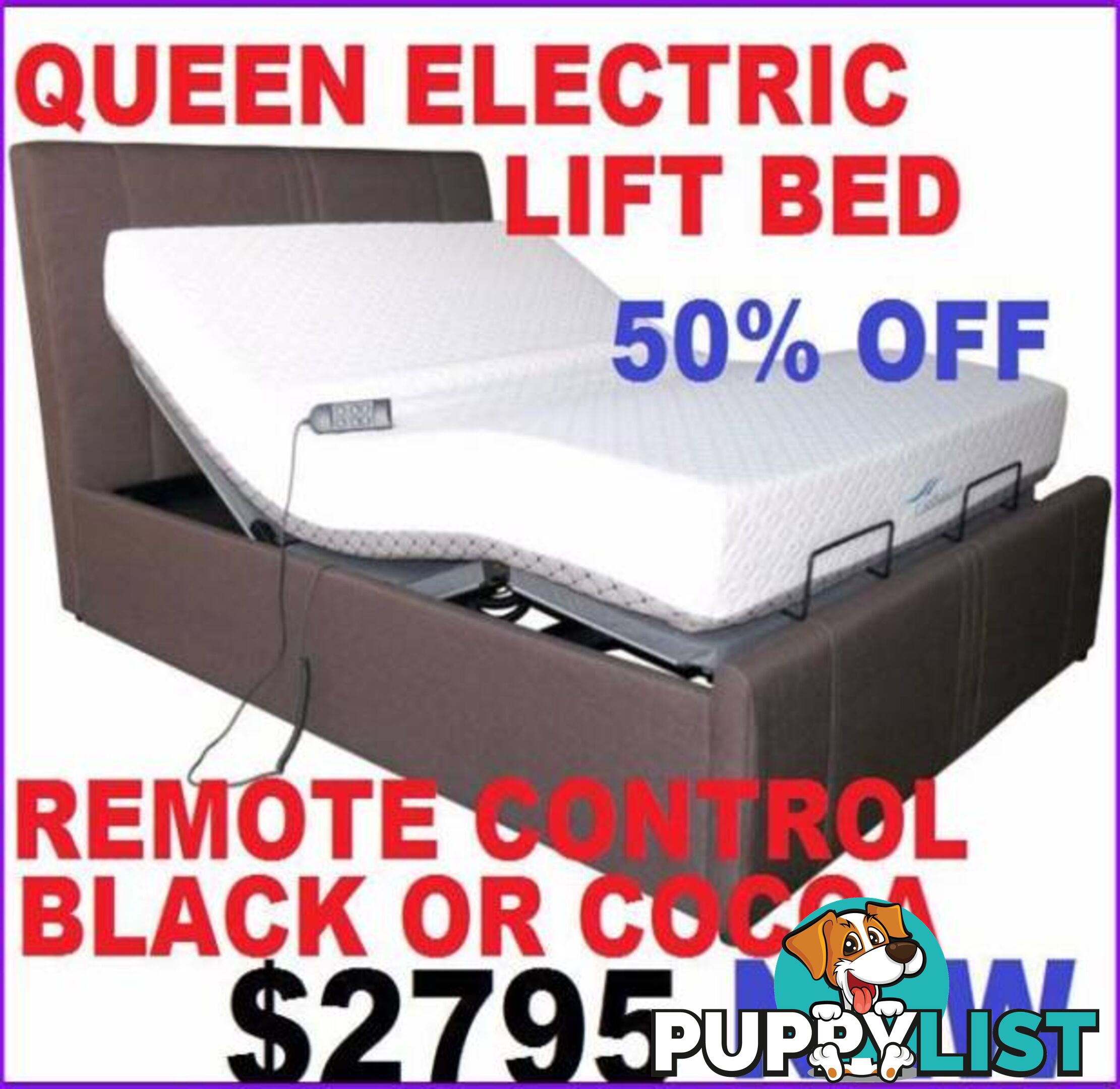 NEW QUEEN BED ELECTRIC REMOTE CONTROL LIFT WITH MATTRESS