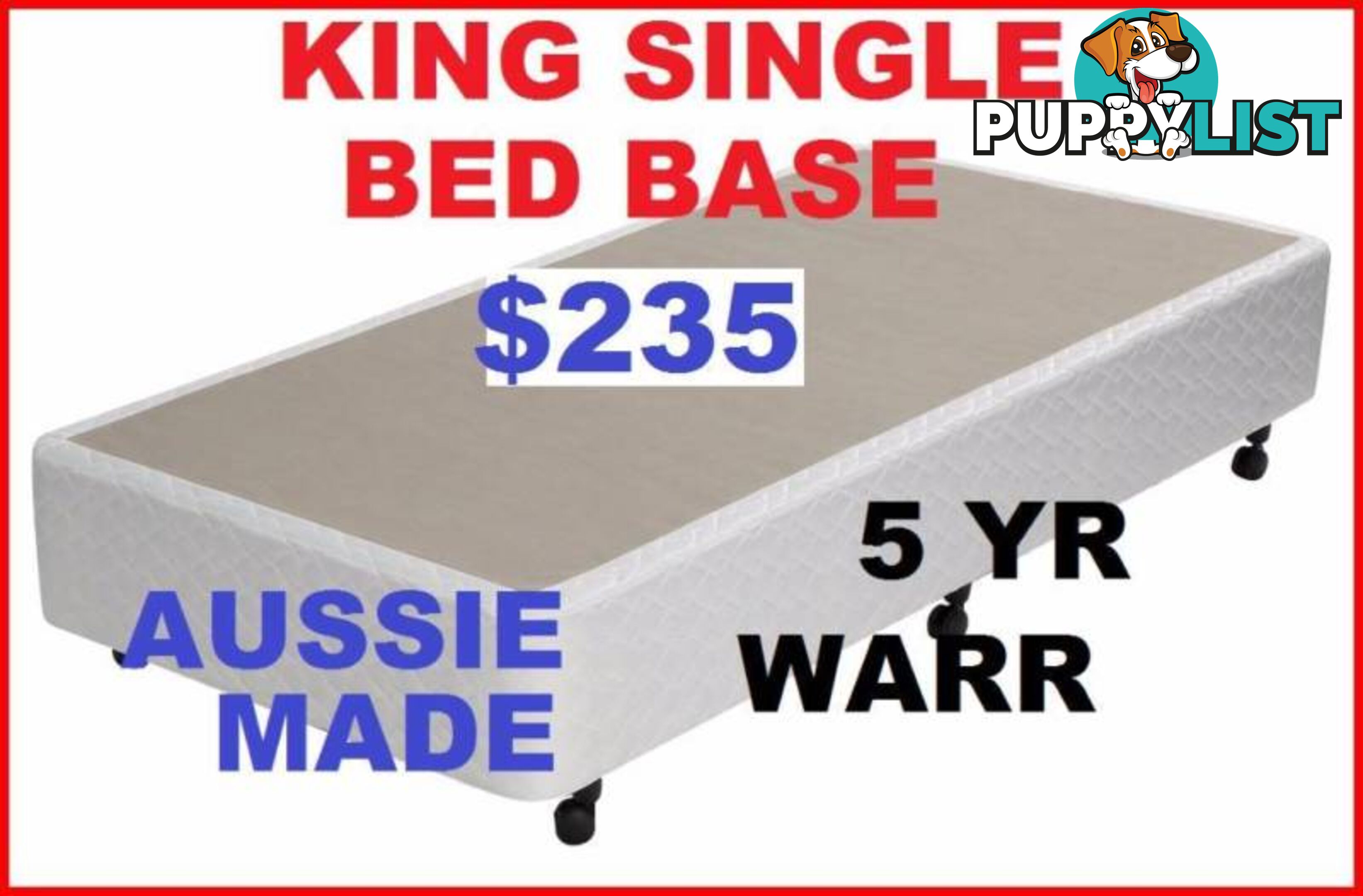 NEW BED BASE KING, QUEEN, DOUBLE, KING SINGLE, SINGLE