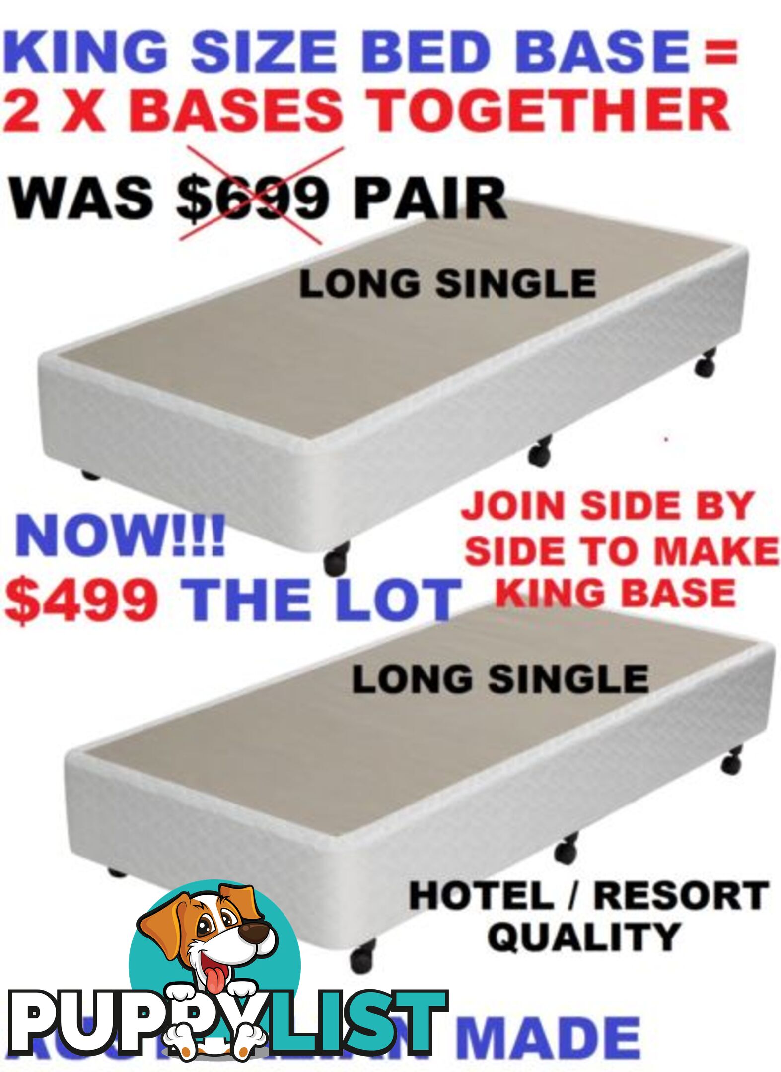 NEW BED BASE KING, QUEEN, DOUBLE, KING SINGLE, SINGLE