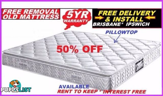 NEW QUEEN MATTRESS $279, DOUBLE $269, SINGLE $229. 50% OFF