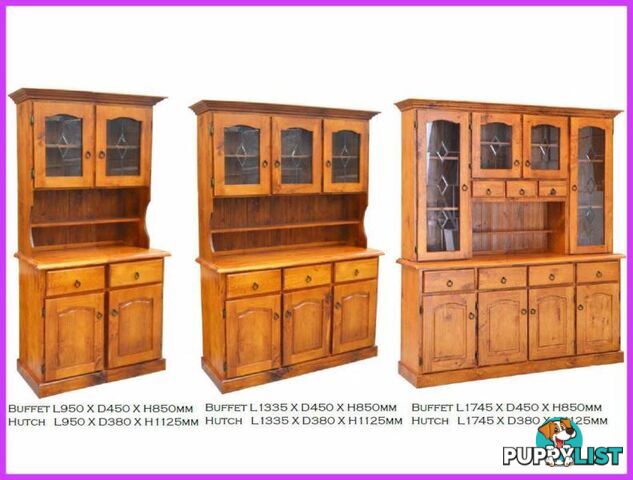 NEW Buffet Hutch Lead Light Solid. All Sizes. RENT KEEP $9.25 PW