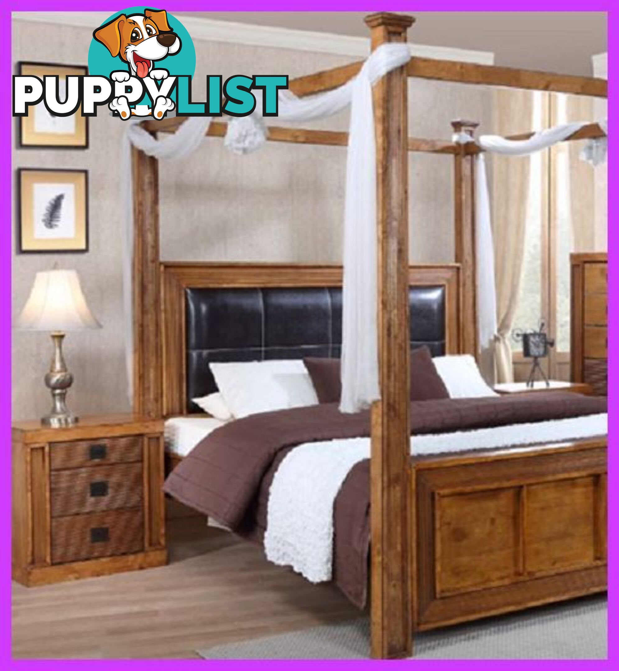 New Queen Canopy Bed Hardwood 4 Poster $1699. King $1799.