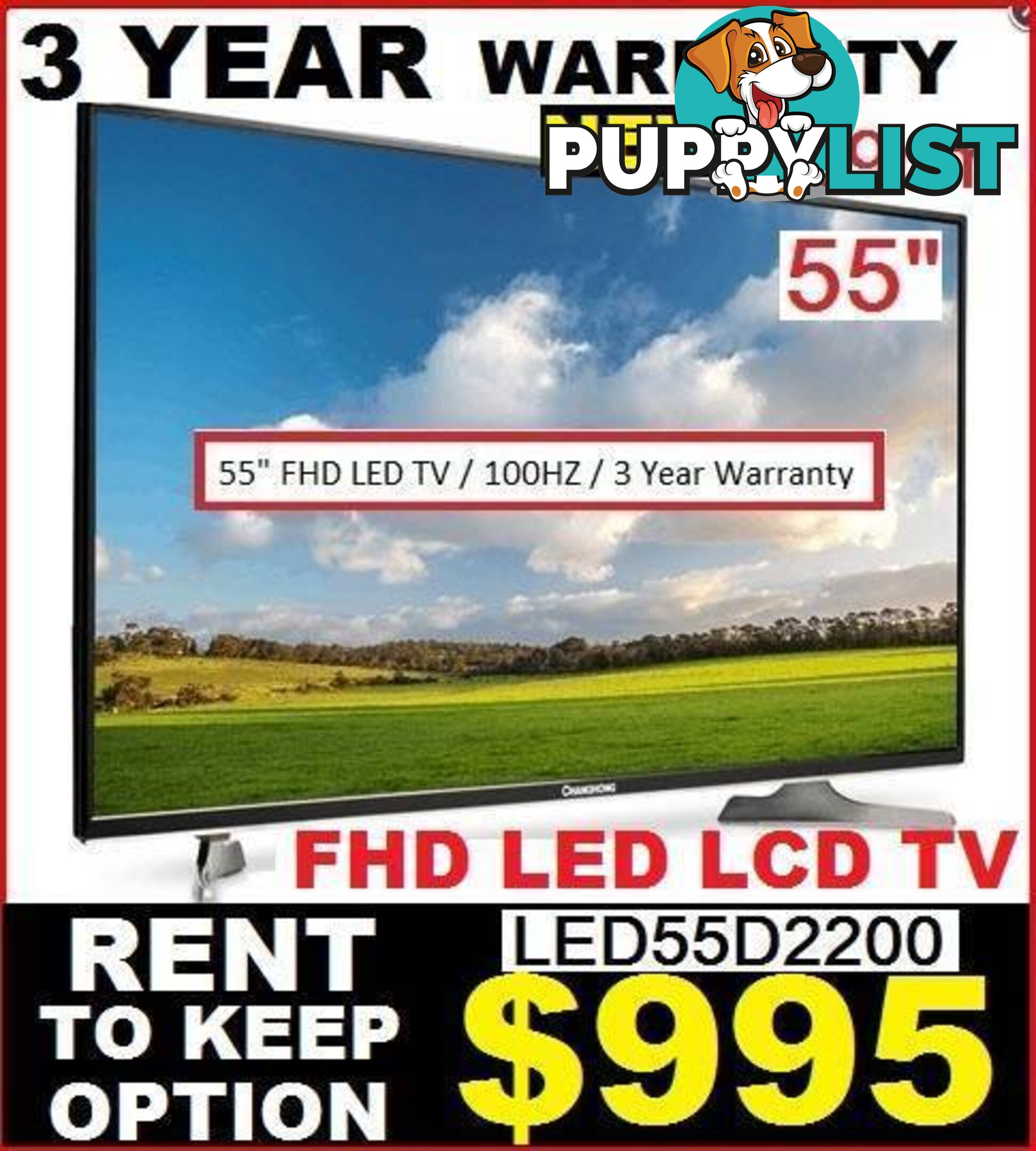 New TELEVISION. 99cm HD LED $595. 3YR WARRANTY. RENT KEEP OPTION