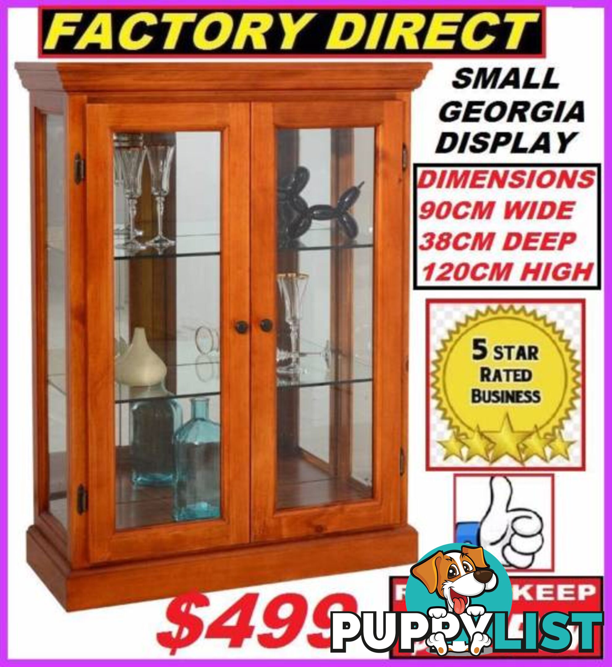 New Display Cabinet Cash $499 Or RENT TO KEEP For $7 P/W.