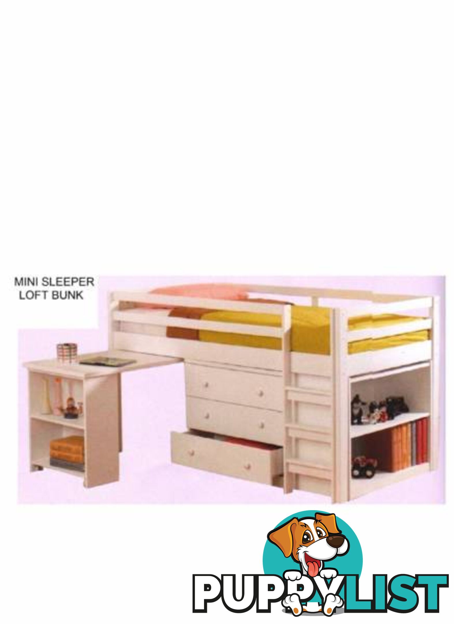 NEW BUNKS SINGLE WITH BOOKCASE DESK+DRAWERS. RENT $13.70PW