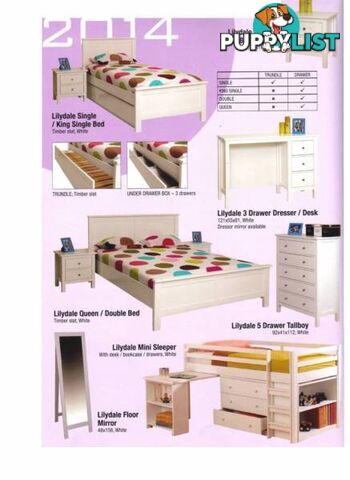 NEW BUNKS SINGLE WITH BOOKCASE DESK+DRAWERS. RENT $13.70PW