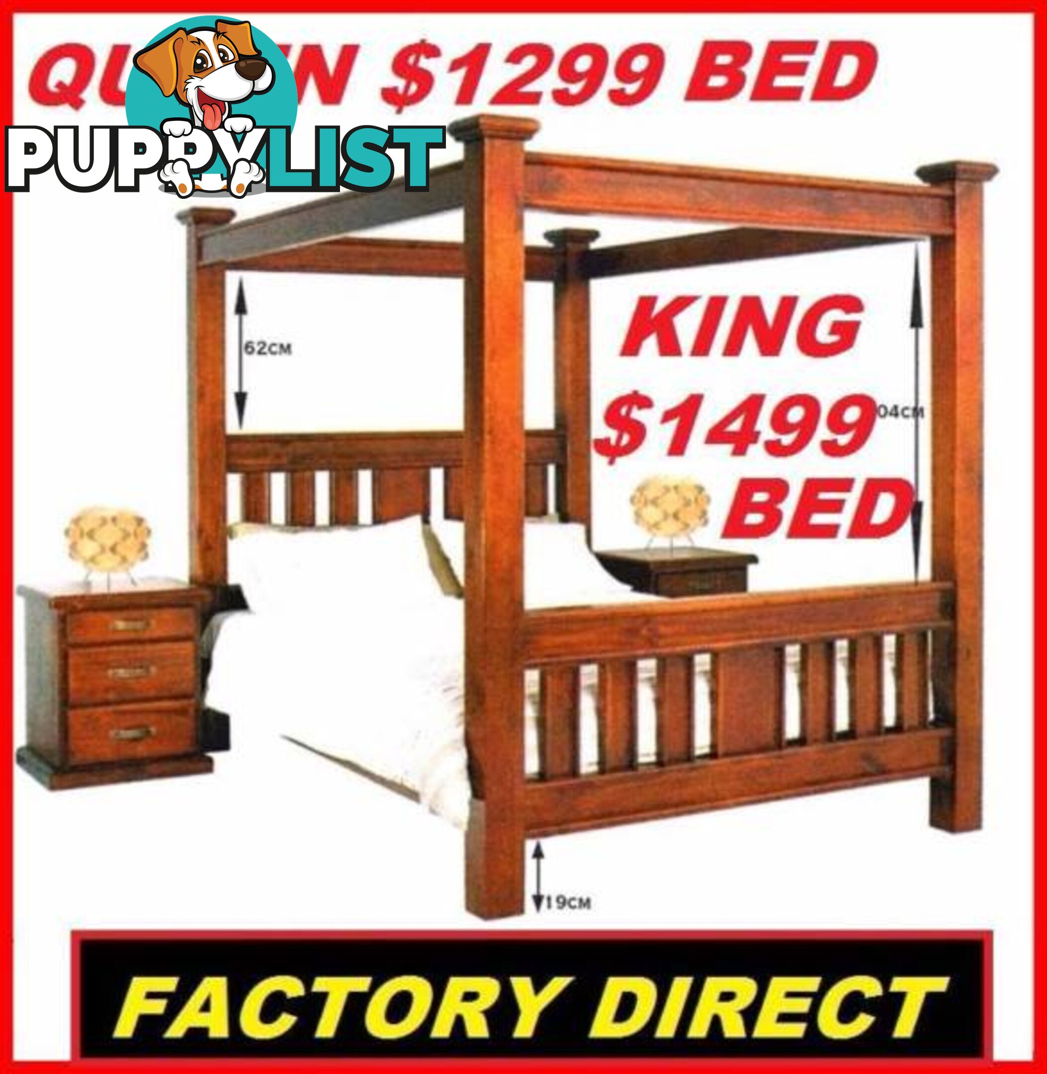 NEW CANOPY BED QUEEN, KING CANOPY FOUR POSTER $1299 Or $15 P/W