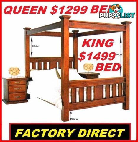 NEW CANOPY BED QUEEN, KING CANOPY FOUR POSTER $1299 Or $15 P/W