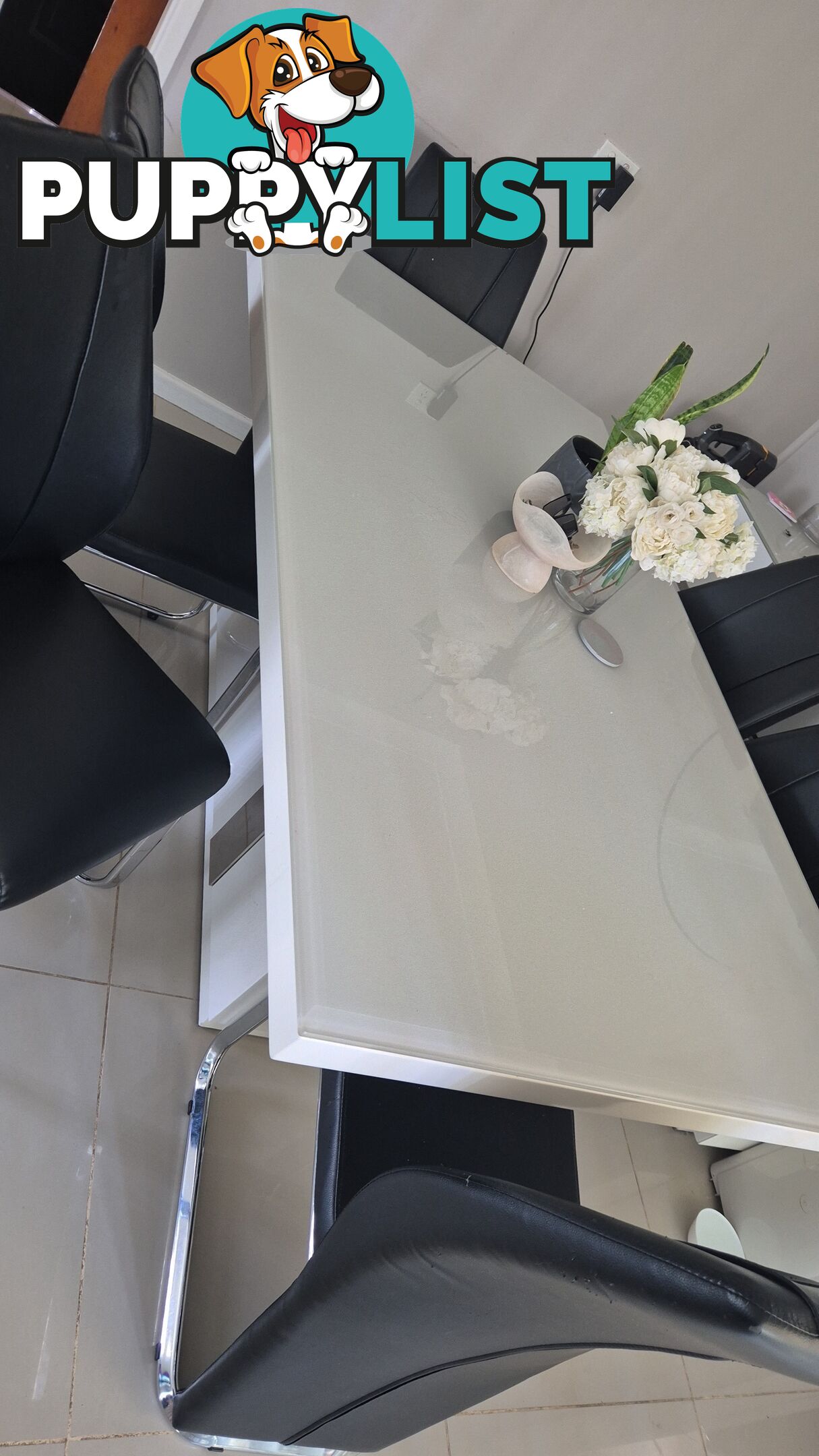 6 seater glass top dining table