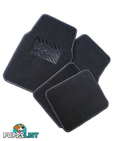 CAR MAT SET, 4PCE, FRONT AND BACK, HEEL PAD, BLACK LA160A7B