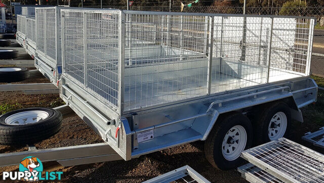 GALVANISED TANDEM TRAILER 10X6 900MM CAGE, L/T WHEELS