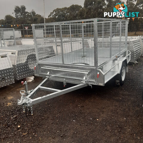 GALVANISED TRAILER 7X5 900MM CAGE, MANUAL TILT. L/T WHEELS, S/W