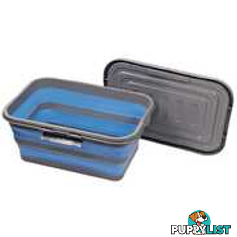 SMALL COLLAPSIBLE TUB WITH LID BLUE/GREY