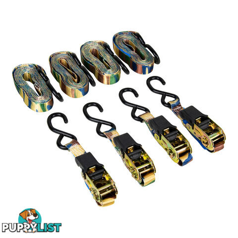 CAMO RATCHET TIE DOWN SET 4PCE 4M x 25MM RTDC254-4